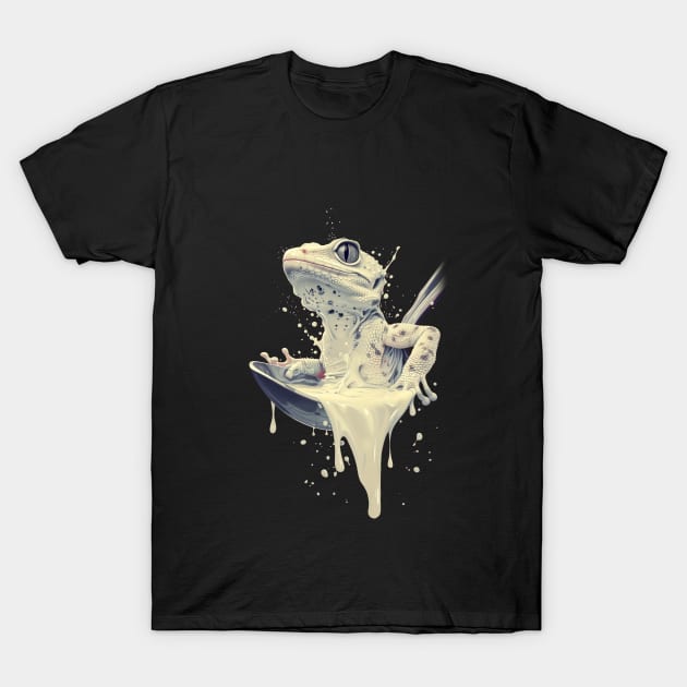 Crested Gecko in a Ladle T-Shirt by Liquid Feline